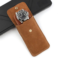 Montre anti-velours portable anti-poussière en plein air pour les voyages montre en cuir de vachette faux daim sac de rangement montre à coussin vente en gros