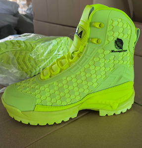DF022 AS33 5AA Silver Leaf Lightweight <b>Mesh</b> Tactical Combat <b>Boots</b> Neon Fluorescent Green High Ankle Support <b>Boots</b> Wear‑Resistant - Product Image 1