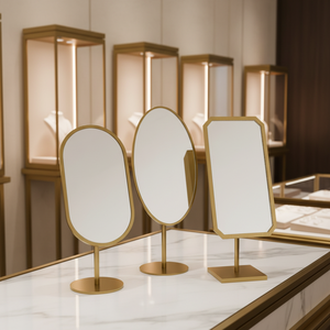 RZ europeo e americano High-end Desktop oro specchio per il trucco in metallo oro vetro specchio per la gioielleria - Product Image 1