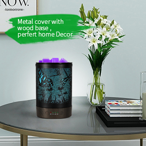 Kim Loại Đen Bướm Chuồn Chuồn Mẫu 7 Màu Led Thay Đổi Sáp Điện Tan Chảy Ấm Hơn Với Bộ Hẹn Giờ Đèn Dầu Thơm Cho Gia Đình - Product Image 5