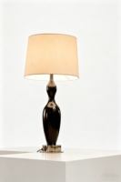 Lampe de table moderne en forme de gourde, abat-jour en tissu, base en bois brillant, alimentation CA, LED à intensité variable, température de couleur personnalisable, garantie 2 ans