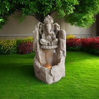 Haute qualité grand Feng Shui religieux extérieur eau caractéristique fontaine résine assis éléphant hindou bouddha Ganesha artificiel