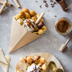 قابلة لإعادة التدوير آمنة على الغذاء وجبة خفيفة في الشوارع حامل وافل بيض ورق تغليف مخروطي رقاقة بيض فقاعات صندوق حاوية طعام للوافل - Product Image 4