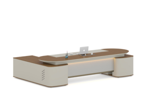 L-vormig houten directiebureau modern ergonomisch design opbergkast hoge kwaliteit natuurlijke houtstructuur voor luxe kantoor - Product Image 5