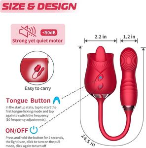 Vibrador de Silicona en Forma de Rosa Silencioso para Mujeres, 100% Impermeable, 20 Frecuencias, 10 Modos de Lengua, Juguete Sexual Avanzado - Product Image 3