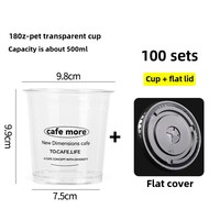 Taza de café desechable PET transparente, tapa de grasa de 90mm, taza de plástico de una sola pared para jugo, té de la leche, embalaje, estilo de celebridad de Internet
