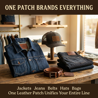 Étiquette en cuir véritable gaufrée personnalisée en usine, ODM pour jeans, denim, sacs, vêtements, patch logo