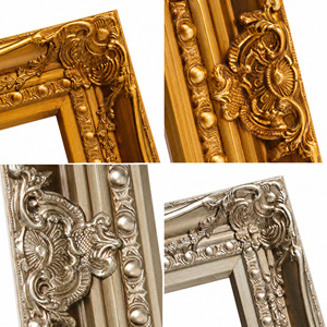 Cornice in Legno Massello 20x24 Pollici 11,5cm Oro Argento Stile <span class=keywords><strong>Barocco</strong></span> Intagliata e Decorata per <span class=keywords><strong>Arredamento</strong></span> di Hotel di Lusso - Product Image 3