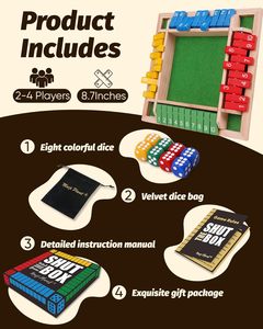 Jeu <span class=keywords><strong>de</strong></span> <span class=keywords><strong>société</strong></span> classique Shut the Box avec dés, <span class=keywords><strong>pour</strong></span> les soirées en famille, la salle <span class=keywords><strong>de</strong></span> classe, les voyages, table en bois, 2 à 4 joueurs - Product Image 2