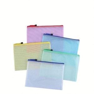 Pochette de documents en plastique imperméable personnalisée X515, pochette à fermeture éclair en maille, dossier transparent pour fournitures scolaires et de bureau, pochette de classement A4 en PVC - Product Image 4