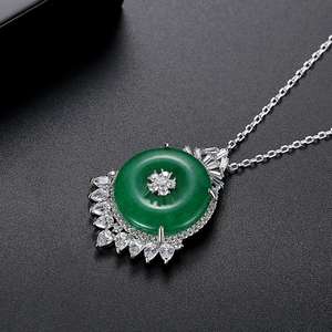 Luoteemi Chinese Ontwerp Luxe Jade Vrouwen Hanger Ketting 40 + 5 Cm Rhodium Plated Ketting Kettingen - Product Image 6