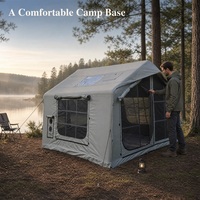 Grande tente gonflable pour le camping, toile en coton, tente de camping 4 saisons, structure rectangulaire avec fenêtre de toit, installation facile, taille XXL 6-8-10-12