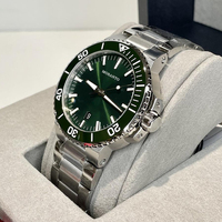 Montre de Plongée Sportive de Luxe avec Lunette, Étanche 300M, Lumineuse, Verre Saphir, Acier Inoxydable, Cadran Vert, Vente en Gros