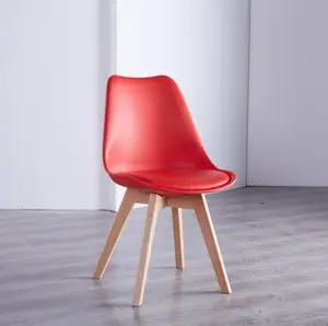 客厅椅子，带Pu坐垫Sillas De comeedor塑料天鹅绒咖啡厅家居家具椅木制郁金香餐椅