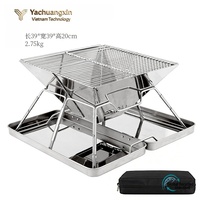YACHUANGXIN VIETNAM Barbecue au charbon de bois pliable en acier inoxydable, portable pour l'extérieur, 39 cm x 20 cm, pour le camping et la cuisine