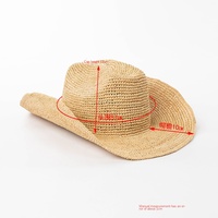 Chapeau de cowboy tendance en paille de raphia fait main, chapeau de soleil de plage à large bord pour femmes et hommes