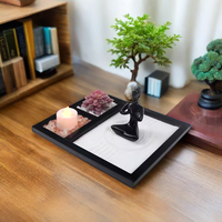 Vente en gros Kit de jardin zen de bureau miniature Feng Shui avec statue d'arbre de yoga en résine Jardin zen japonais pour la méditation