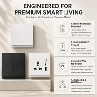 Prise intelligente Tuya 20W PD Type C USB à charge rapide, prise murale Zigbee WiFi, prise universelle, moniteur d'énergie, interrupteur à bouton-poussoir 13A