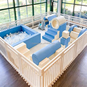 カスタマイズ可能な青と白の幼児用ソフトプレイ構造セット、屋内外遊具、ボールプール、滑り台、トンネル（子供用） - Product Image 3