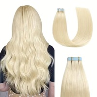 Extensiones de Cabello Humano Remy con Cinta Adhesiva PU, Invisibles y Sin Costuras, con Inyección de PU, Trama de Piel, Extensiones de Cabello Humano Virgen con Trama de Piel