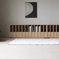 Meuble de salon minimaliste en chêne Wabi Sabi, credenza sur mesure en bois massif, console de rangement de luxe pour salle d'exposition