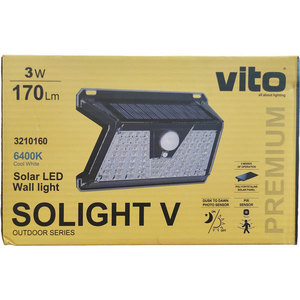 LED Solar Spotlight 3W 170Lm Cold Light With <b>PIR</b> And Twilight <b>Sensor</b> <b>Outdoor</b> Lighting - Product Image 4