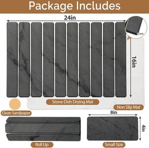 2 pcs厨房柜台石盘干燥垫多功能大理石硅藻土石浴垫碗碟瓶杯 - Product Image 2