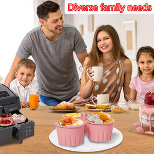 Moule à œufs vapeur 3 compartiments, moule de cuisson pour friteuse à air, moule à cupcakes réutilisable antiadhésif, moule à muffins en silicone DIY, micro-ondes - Product Image 2