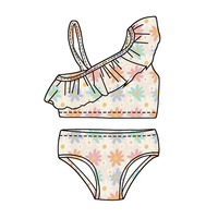 Nuevo Conjunto de Bikini para Niña, Traje de Baño de Dos Piezas con Volantes sin Mangas para Niñas Pequeñas, Estampados Personalizados, Ropa de Playa para Niños