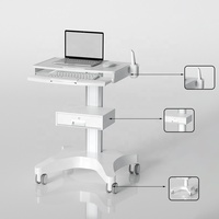 Chariot médical dentaire à 4 roues en plastique ABS moderne + alliage d'aluminium aéronautique pour clinique dentaire