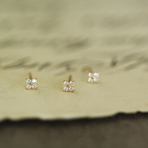 Boucles d'oreilles en or massif 14 carats, mini femmes délicates, cadeau de style minimaliste et simple, demoiselle d'honneur, kj47 - Product Image 3