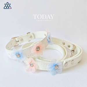 Collier pour animaux de compagnie Wangwuwu blanc réglable pour petits chiens et chats, motif floral, toutes saisons - Product Image 4
