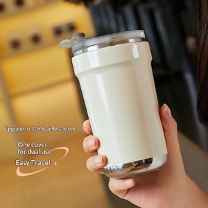 Mug à café portable en acier inoxydable 316, double usage chaud/froid, avec paille, style minimaliste, pour extérieur, vente en gros - Product Image 3
