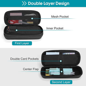 Estuche para lápices de 2 capas, estuche con cremallera EVA, organizador de almacenamiento de papelería de gran capacidad para útiles escolares y de oficina - Product Image 4