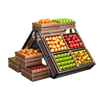 Boxue Commerciële Metalen Fruit- en Groentepresentatie Rek 3-Laags Gelaagd Productenrek Zwaarbelastbaar Staal voor Supermarkt Kruidenier