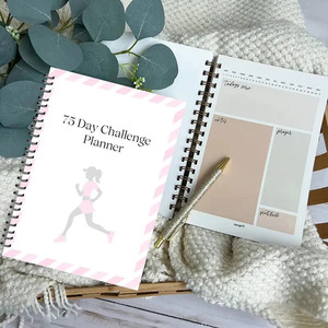 Agenda de défi de 75 jours, reliure spirale, journal de fitness avec sections pour notes, prières et gratitude - Product Image 1