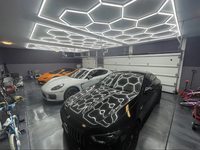 Fourniture de carreaux de sol de garage en plastique, lumière led hexagonale rvb, lumières de détail d'atelier de voiture
