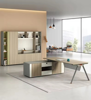 Bureau de direction électrique convertible, moderne, minimaliste, de luxe, en bois, écologique, durable, extensible, avec rangement