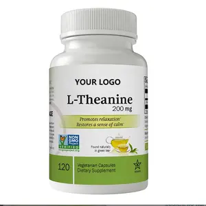 Cápsulas de l-teanina 200mg, suplemento de salud, 120