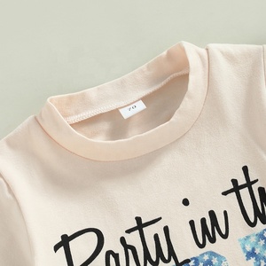 Set Estivo per Bambine di 12 Mesi, Magliette con Logo e Pantaloncini Coordinati, Completo 2 Pezzi per il Quattro Luglio - Product Image 4
