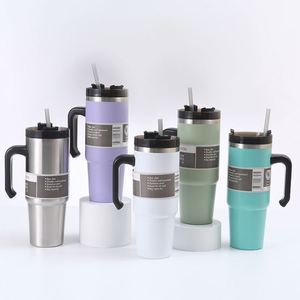 Custom Pattern Printing Supported 20oz 30oz Stainless Steel Vacuum Tumbler Car <b>Travel</b> <b>Mug</b> <b>With</b> <b>Handle</b> Straw - Product Image 4