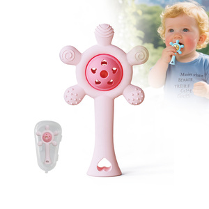 Sonajero de Silicona para Bebés al por Mayor, Juguete <span class=keywords><strong>Mordedor</strong></span> de Fácil Agarre para 0-12 Meses, Color Personalizado con Caja de Almacenamiento y Cadena OEM - Product Image 6