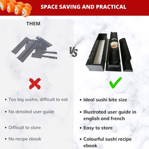 Ensemble complet de sushi <span class=keywords><strong>maki</strong></span> avec tapis roulant en bambou couteau japonais baguettes <span class=keywords><strong>pour</strong></span> bricolage boule de riz artisanat - Product Image 6