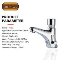 Robinet de baignoire de luxe en laiton, à économie d'eau, monotrou, design moderne, à poser sur le rebord, sans poignée, à fermeture automatique avec temporisation et débit contrôlé