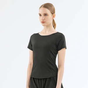 Wholesale Women's Mesh Back <b>Raglan</b> Sleeve Yoga <b>Top</b> Short Sleeve Slim Fit Quick Dry Workout Shirt Breathable Running Sports Tee - Product Image 3