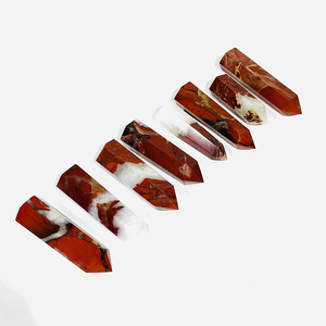 คริสตัลหินแจสเปอร์สีแดงทรงหกเหลี่ยมขัดเงาสำหรับตกแต่ง ขายส่ง - Product Image 4