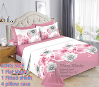 Parure de Lit 6 Pièces Microfibre Motif Floral et Feuilles Anti-Bactérienne Pliée Thérapeutique Style Américain Housses de Couette King Size