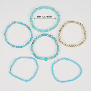 Fashion Jewelry Beaded <b>Bracelet</b> <b>Sets</b> 6Pcs Women's Crystal Rhinestone Stackable Gift Fashion Costume Jewelry Made In China - Product Image 4