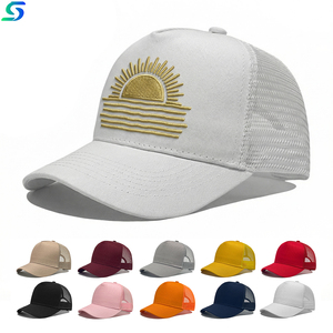 Casquette de baseball en coton sergé à 5 panneaux avec logo personnalisé, activité de plein air, unisexe, respirante, réglable, casquette de camionneur à 5 panneaux vierge - Product Image 1