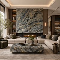 Dalle de quartzite bleu fusion naturel, pierre exotique pour comptoir de cuisine, îlot, revêtement mural et projets d'intérieur